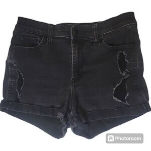 Hollister Black Women's Distressed Denim Shorts Size 7